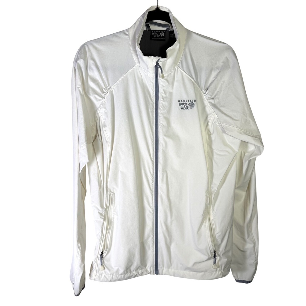 Mountain Hardwear Womens XL White Full Zip Windbreaker Jacket Thumbholes Hiking